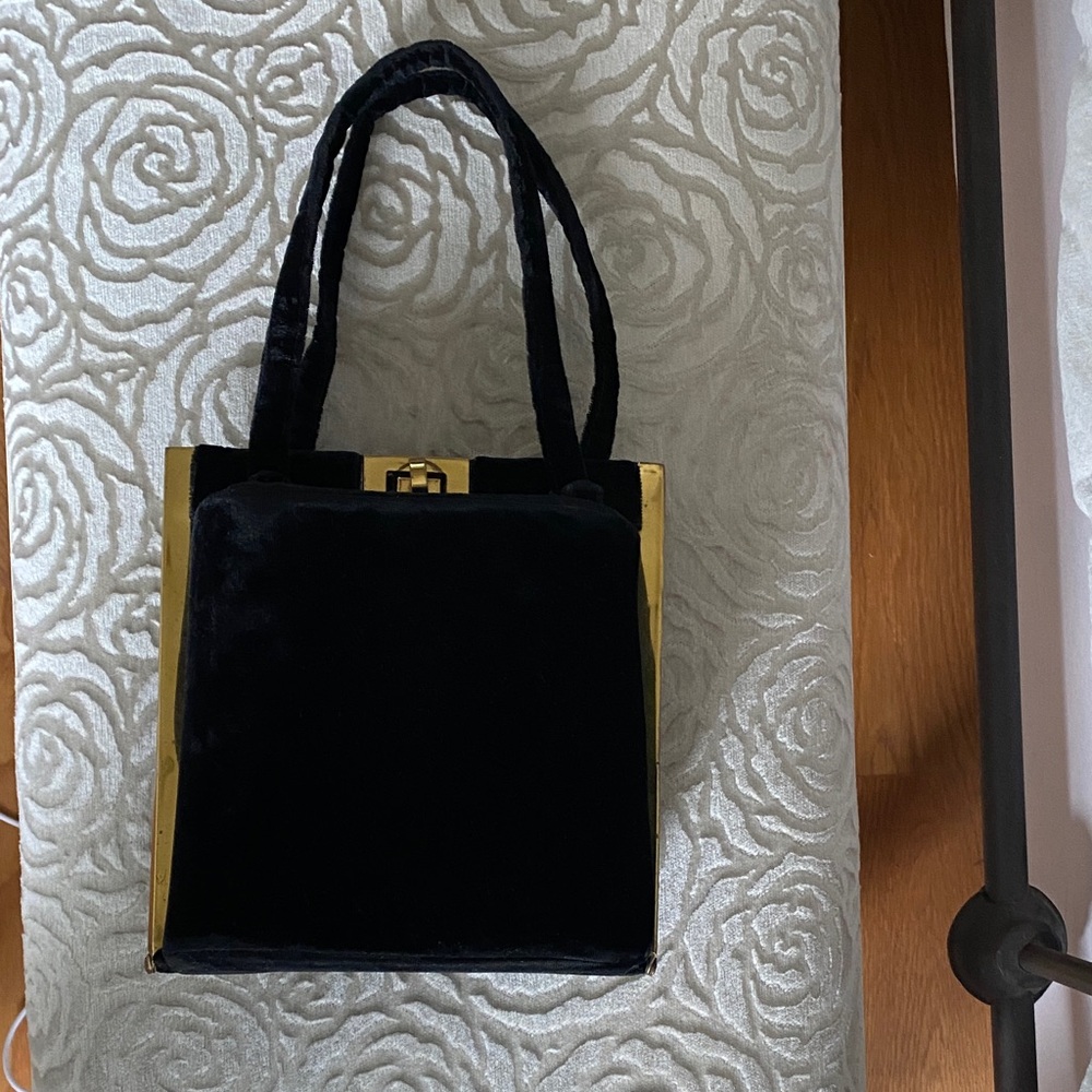 Vintage Black Velvet Handbag